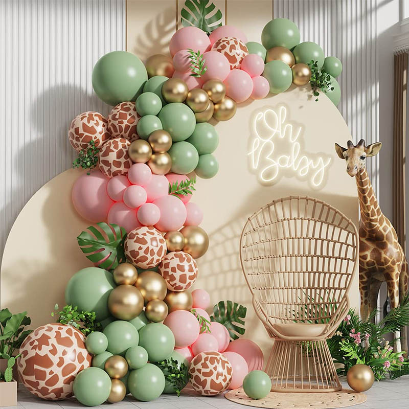 Animal Print Pink Sage Green Jungle Balon garland Arch set