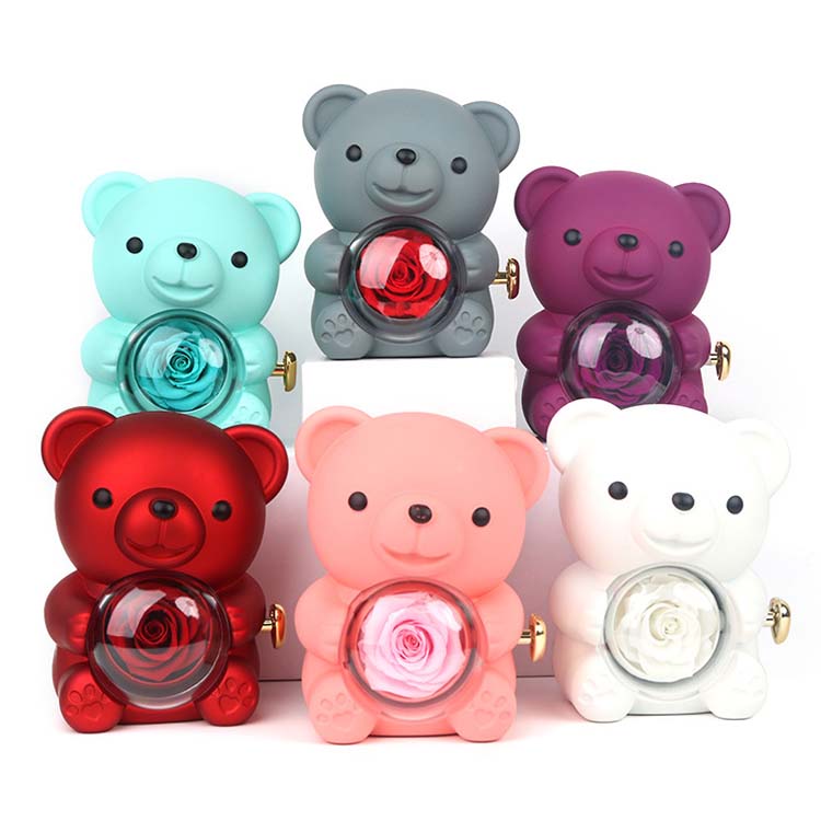 Hug bear puteran kothak perhiasan mawar