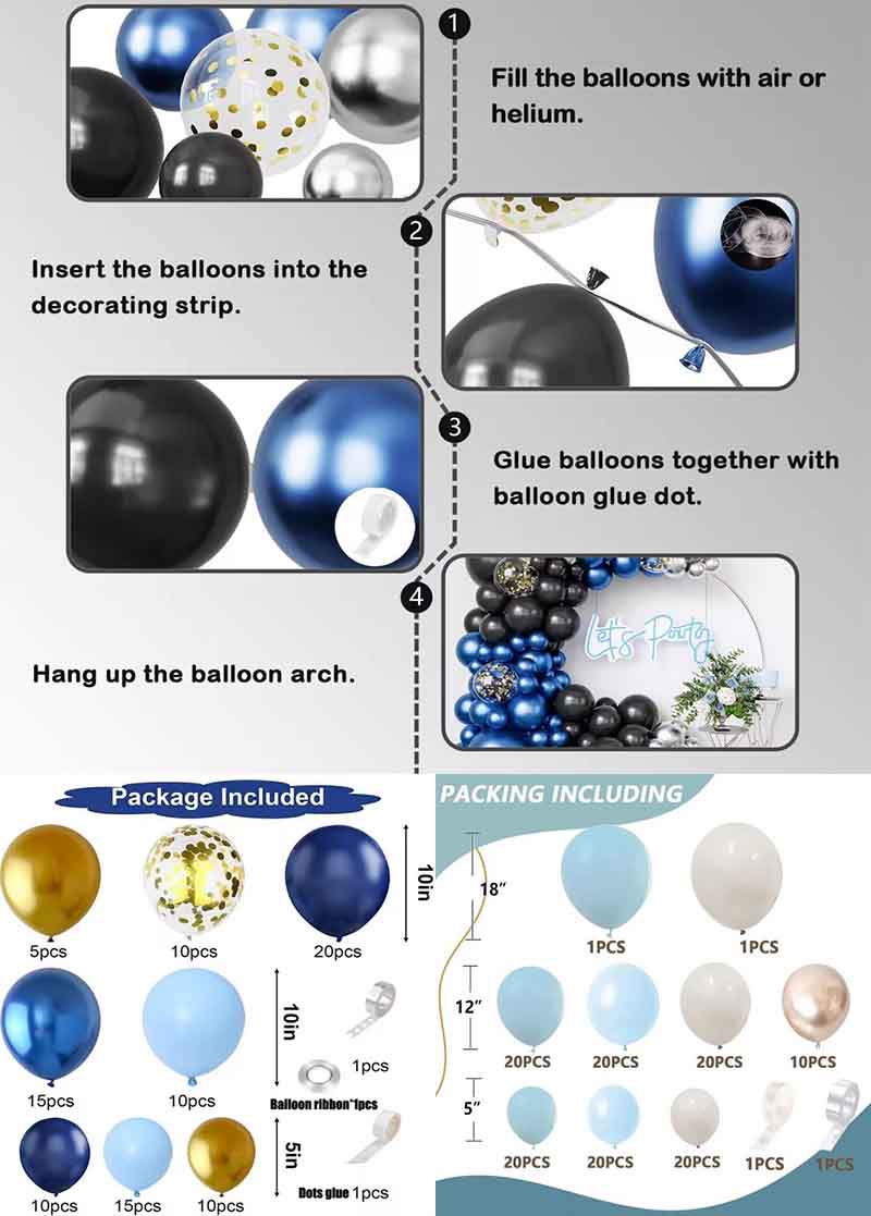 blue balloon garland arch kits